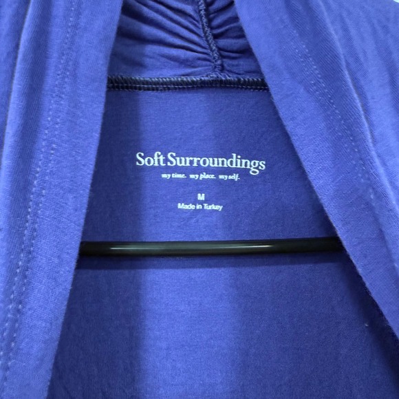 Soft Surroundings‎ Purple Ruched Drape Front Long Sleeve Top M Made in Turkey - Picture 6 of 10